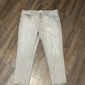 Eileen Fisher organic cotton stretch denim slim jeans in‎ light gray Size 14